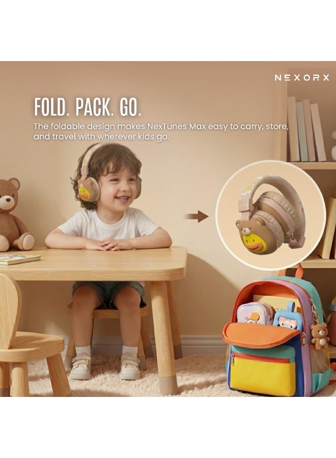 NEXORX NexTunes 002 Kids Headphones – Bluetooth 5.3, 20H Playtime, 85dB Safe Volume Limit, 40mm Drivers, Foldable & Comfortable Design for Ages 3+ BROWN - Image 5